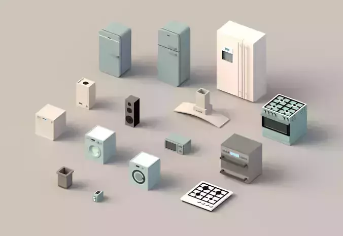 Low poly Home Appliances pack Low-poly 3D model