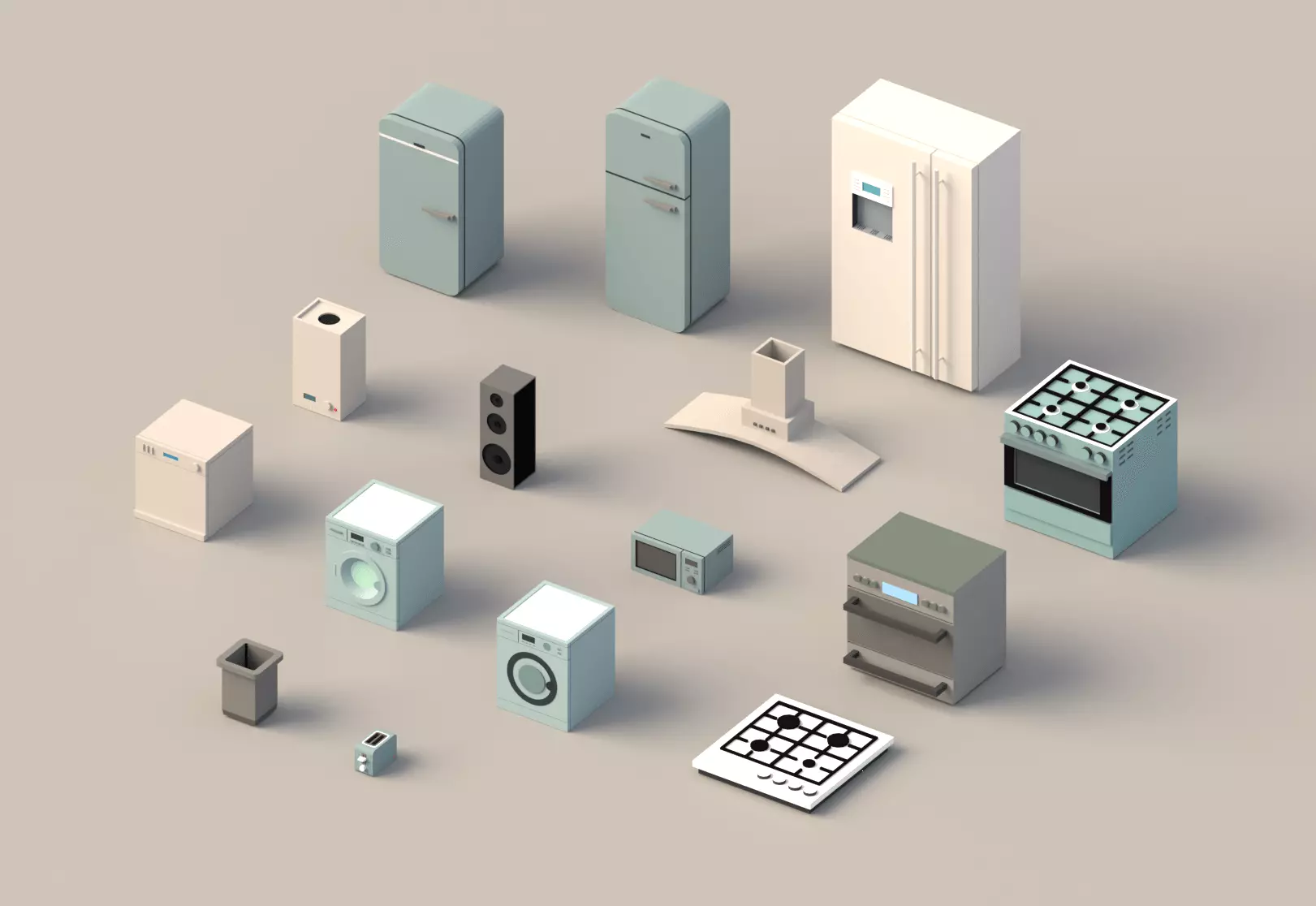 Low poly Home Appliances pack Low-poly 3D model_0