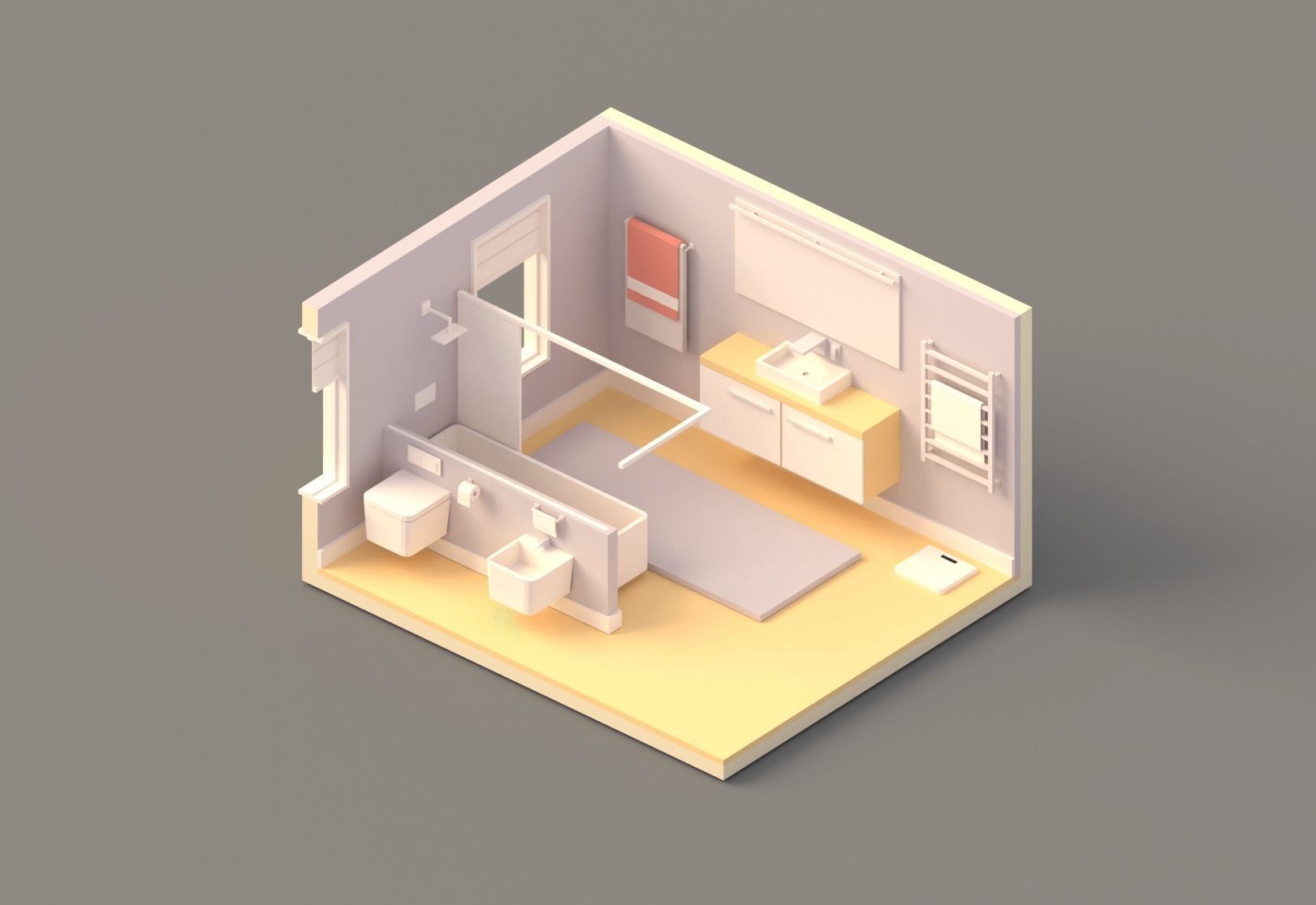 Low poly Rooms pack Low-poly 3D model_4