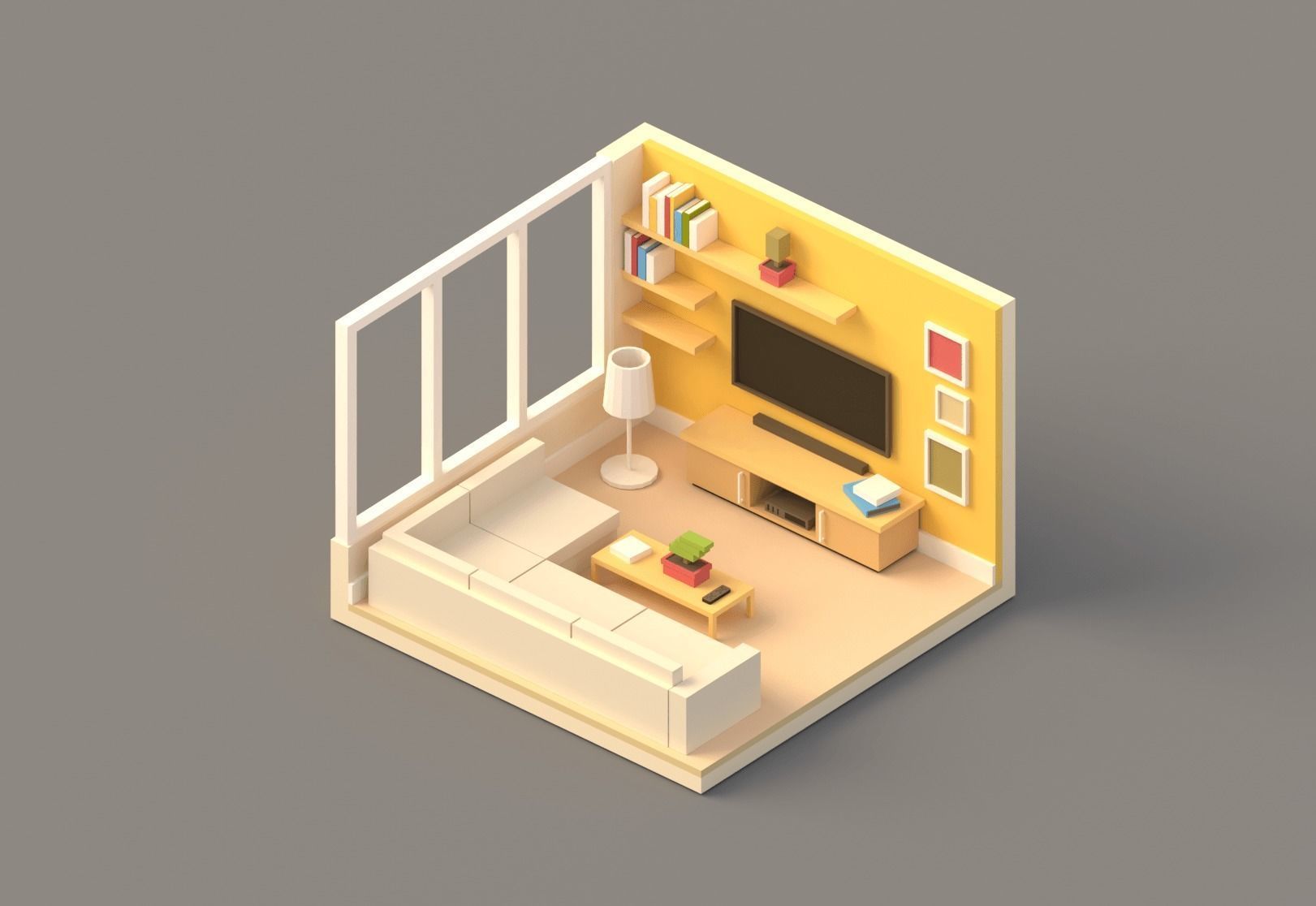 Low poly Rooms pack Low-poly 3D model_5