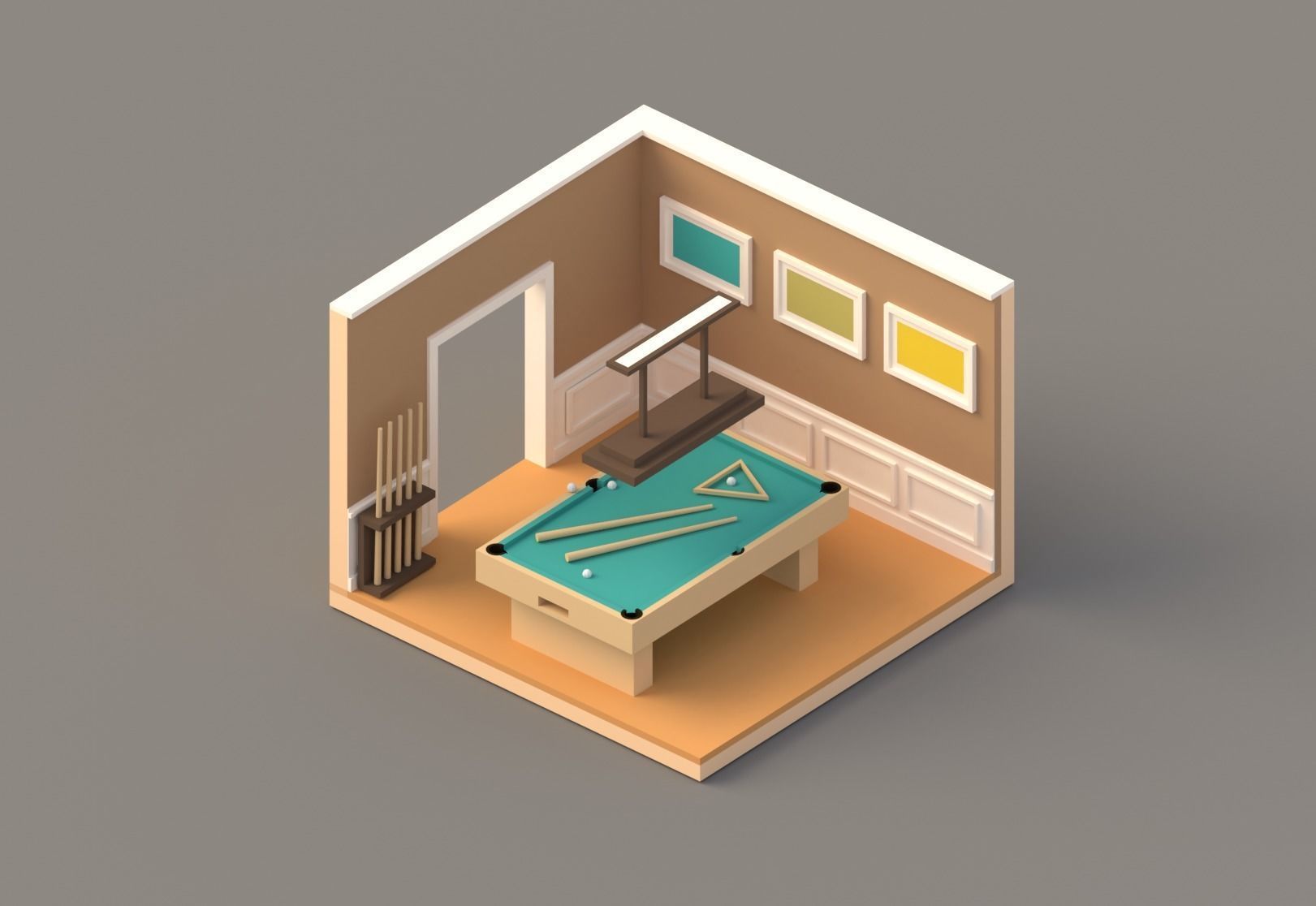 Low poly Rooms pack Low-poly 3D model_6