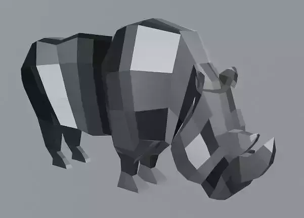LOW-POLY 3D RHINO rhinoceros in low polygons