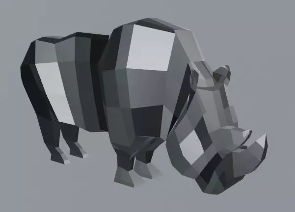 LOW-POLY 3D RHINO rhinoceros in low polygons Low-poly 3D model_0