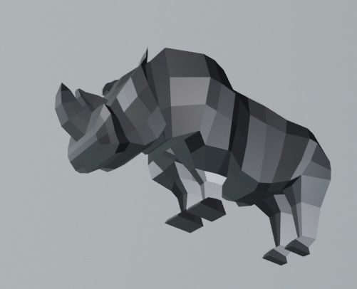 LOW-POLY 3D RHINO rhinoceros in low polygons Low-poly 3D model_4