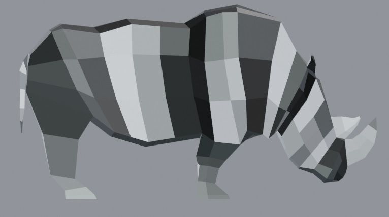 LOW-POLY 3D RHINO rhinoceros in low polygons Low-poly 3D model_1