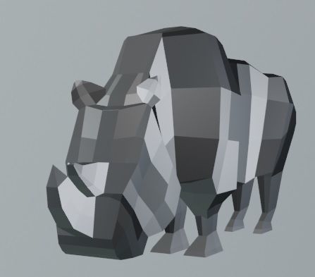 LOW-POLY 3D RHINO rhinoceros in low polygons Low-poly 3D model_2