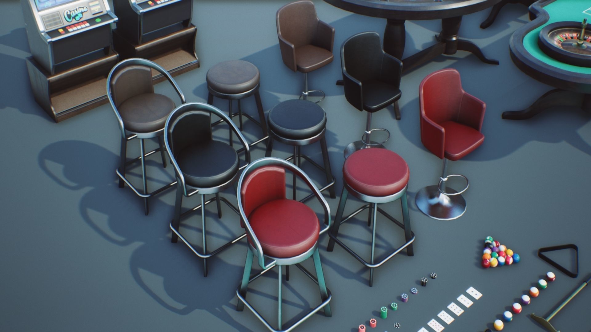 Casino Props Pack UE4 UNITY Low-poly 3D model_12
