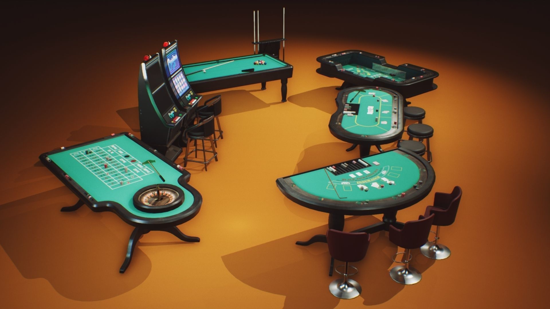 Casino Props Pack UE4 UNITY Low-poly 3D model_2