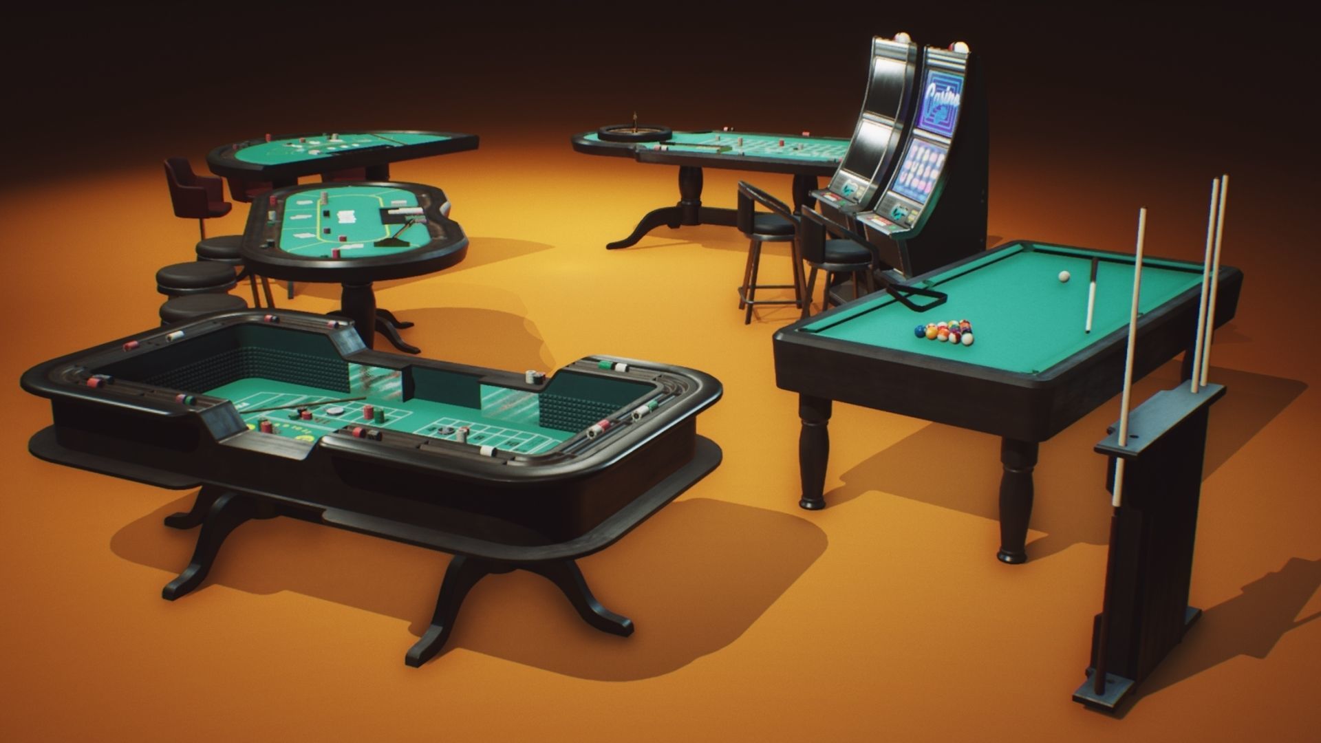 Casino Props Pack UE4 UNITY Low-poly 3D model_3