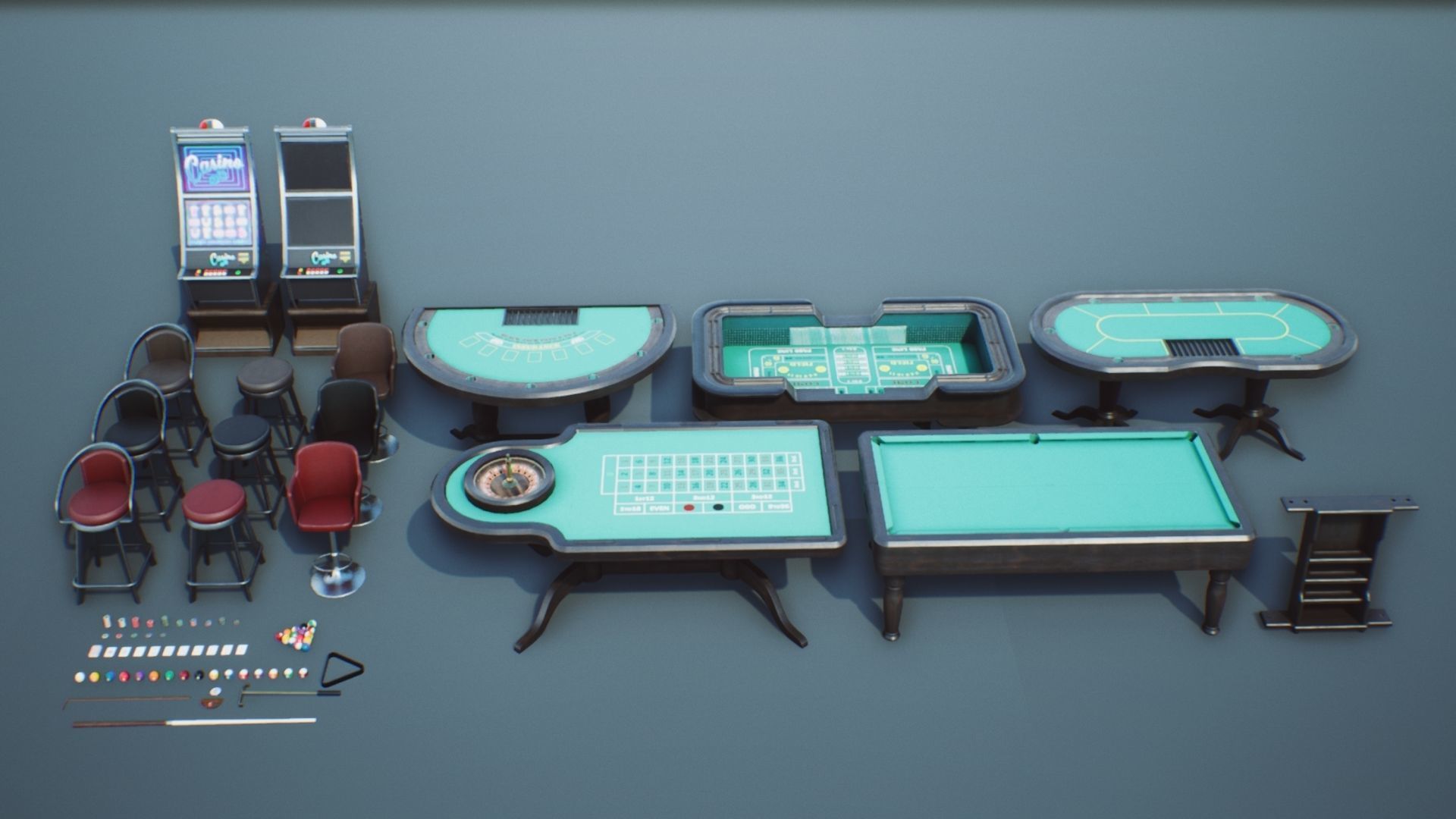 Casino Props Pack UE4 UNITY Low-poly 3D model_10