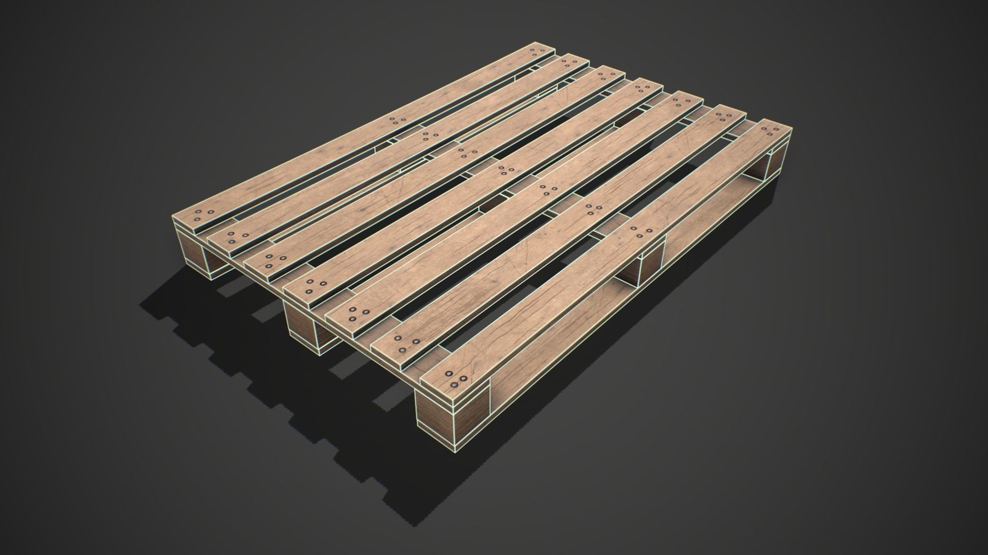 Low poly European Wood pallet 01 PBR Game Ready Free low-poly 3D model_3