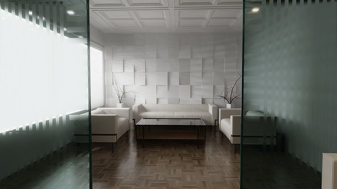 Office Reception Lobby 3D model 4