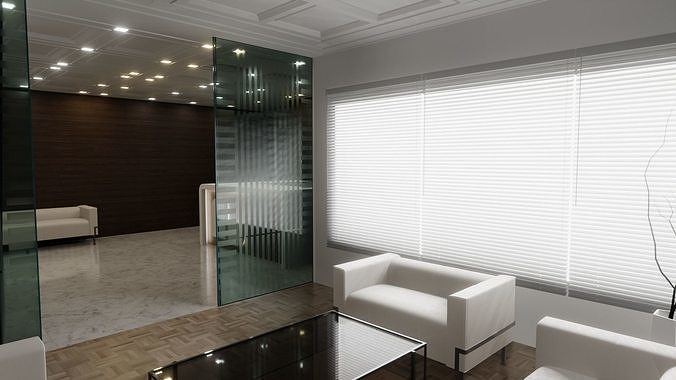 Office Reception Lobby 3D model 5