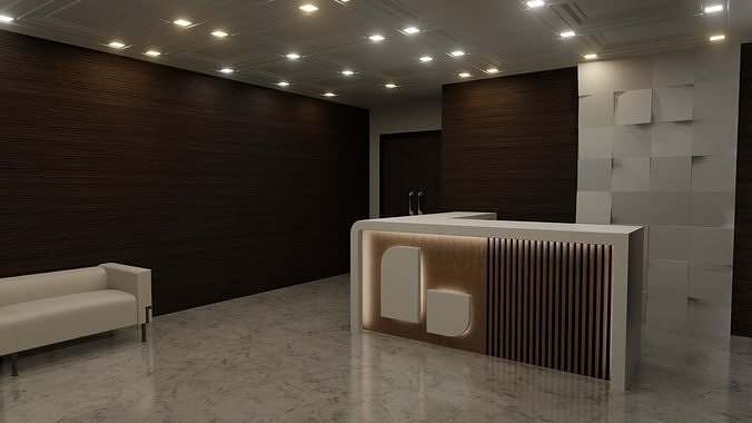 Office Reception Lobby 3D model 6