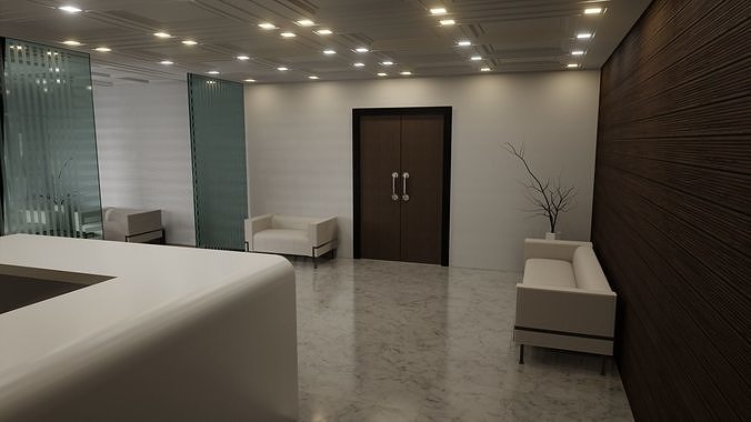 Office Reception Lobby 3D model 7