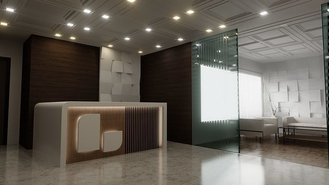 Office Reception Lobby 3D model 2