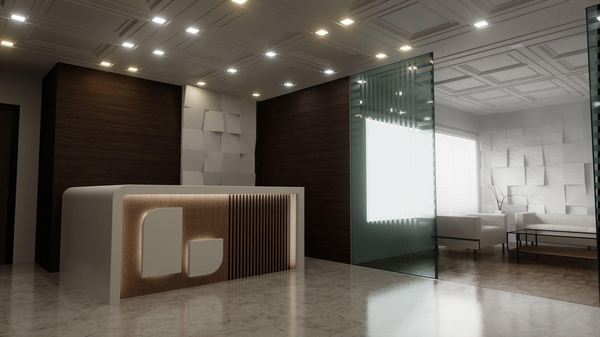 Office Reception Lobby 3D model_1