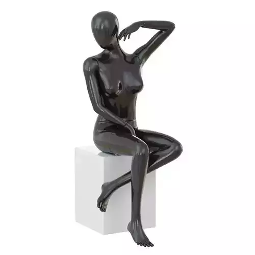 Seated black female mannequin 47 3D model