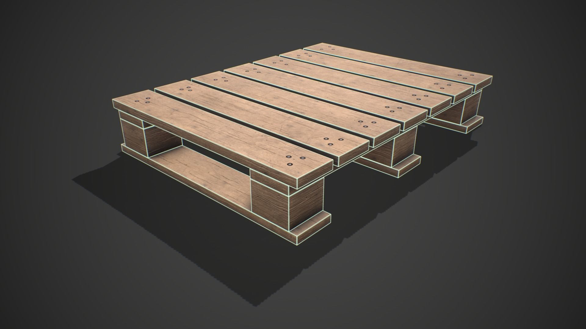 Low poly European Wood pallet 05 PBR Game Ready Free low-poly 3D model_1