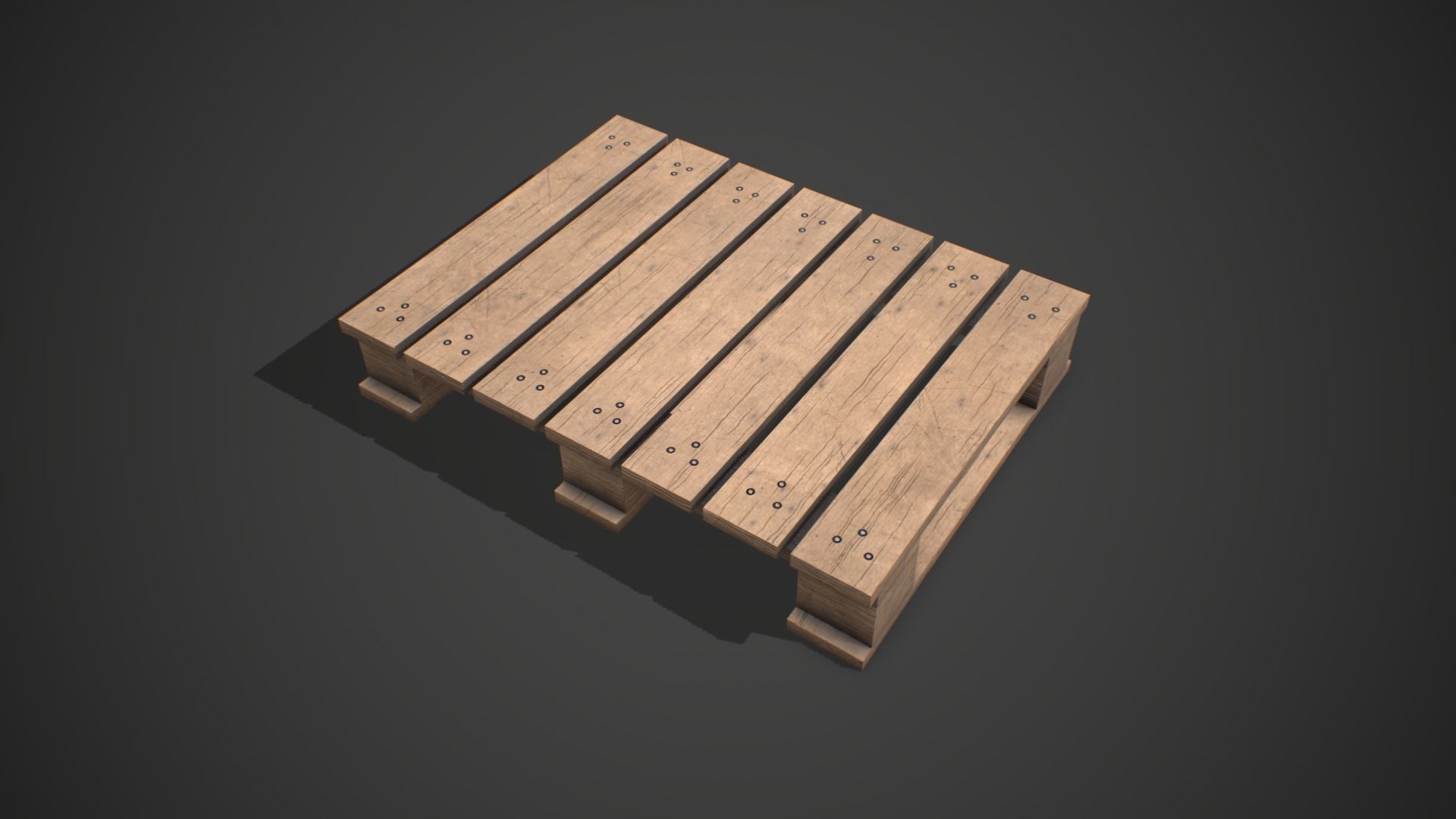Low poly European Wood pallet 05 PBR Game Ready Free low-poly 3D model_5