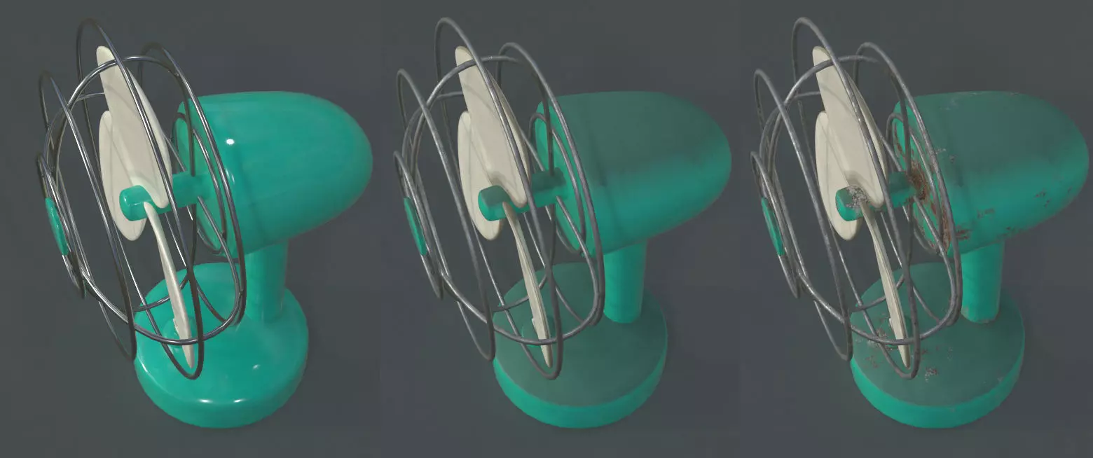 Dusty Rusty Clean Vintage fan Low-poly 3D model_0