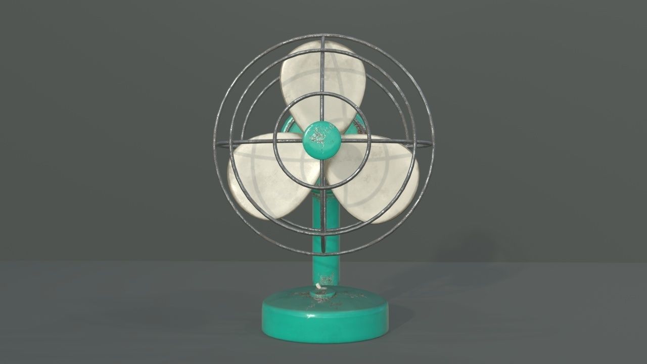 Dusty Rusty Clean Vintage fan Low-poly 3D model_5