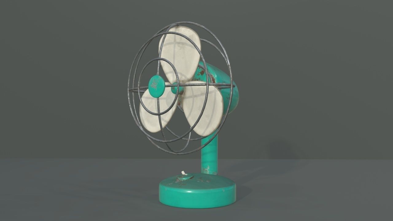 Dusty Rusty Clean Vintage fan Low-poly 3D model_14