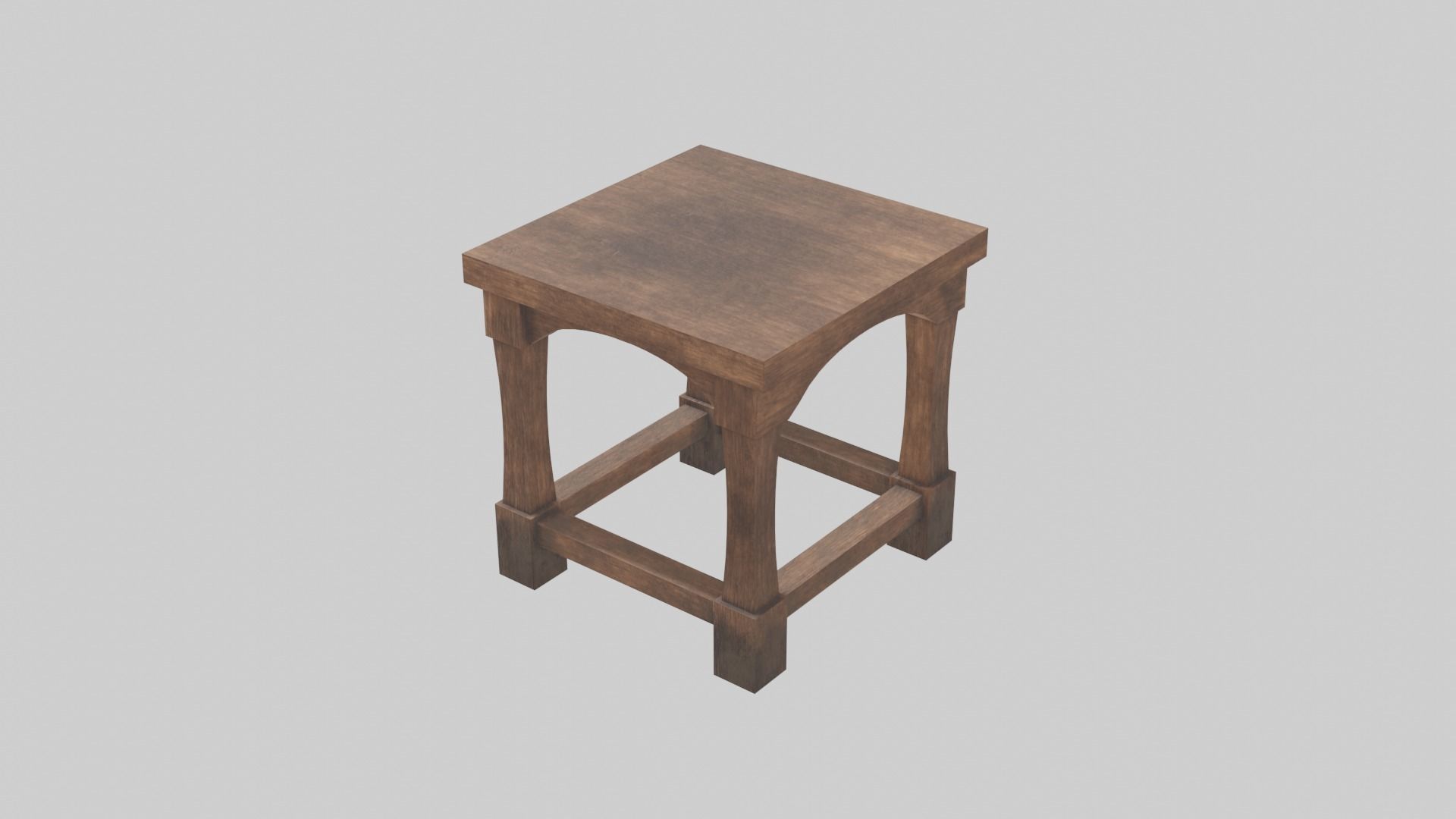Medieval long table with chairs 3D model_5