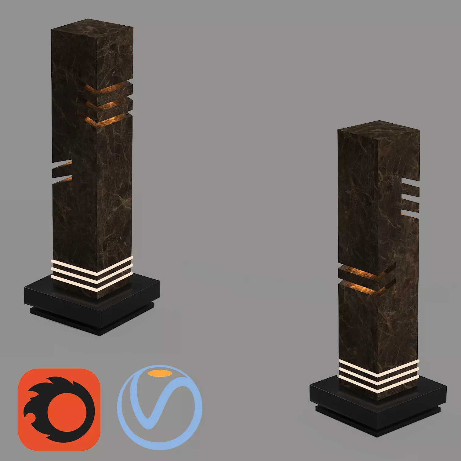 light01 table lamp with marble base Low-poly 3D model_0