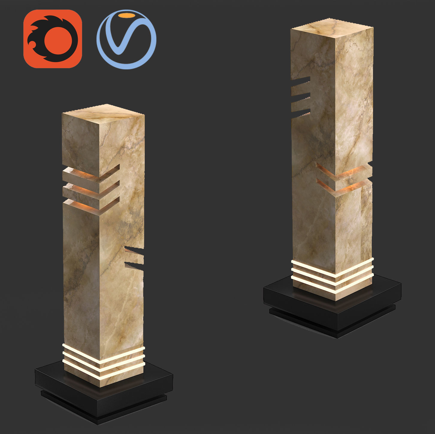 light01 table lamp with marble base Low-poly 3D model_2