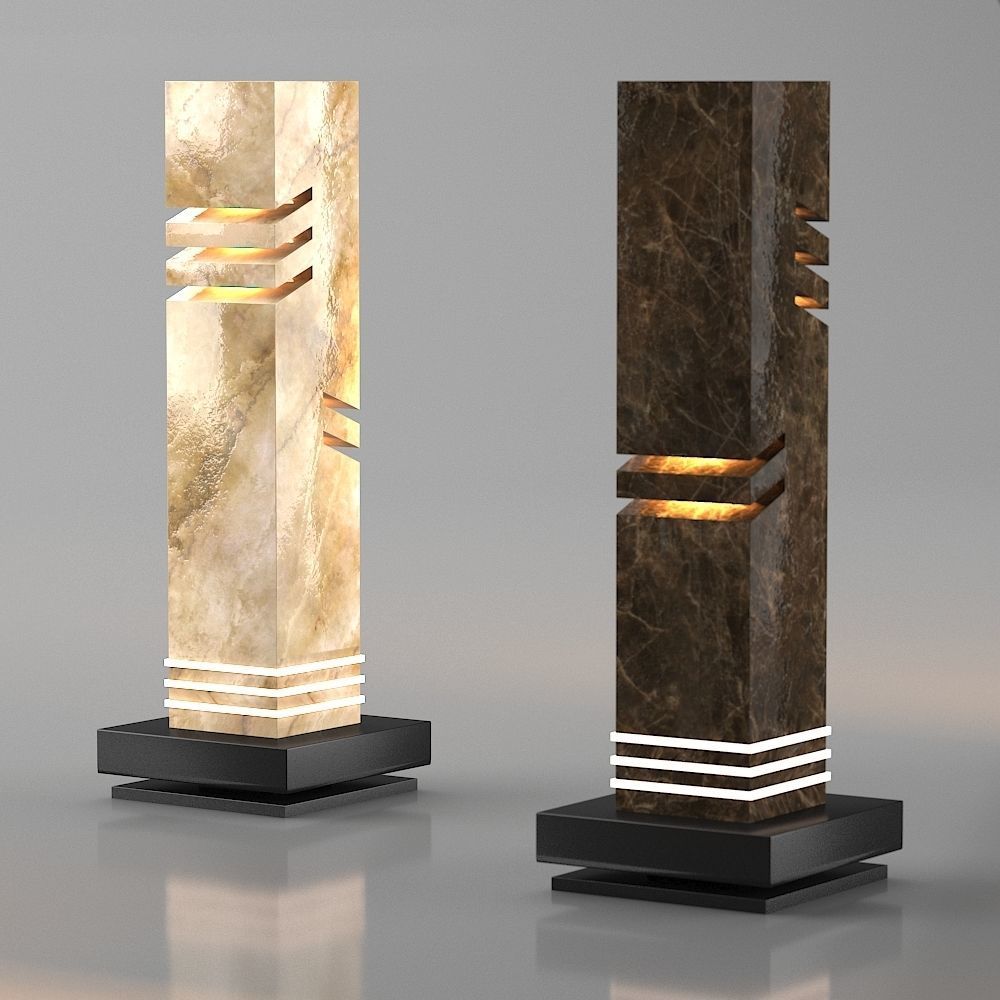 light01 table lamp with marble base Low-poly 3D model_1