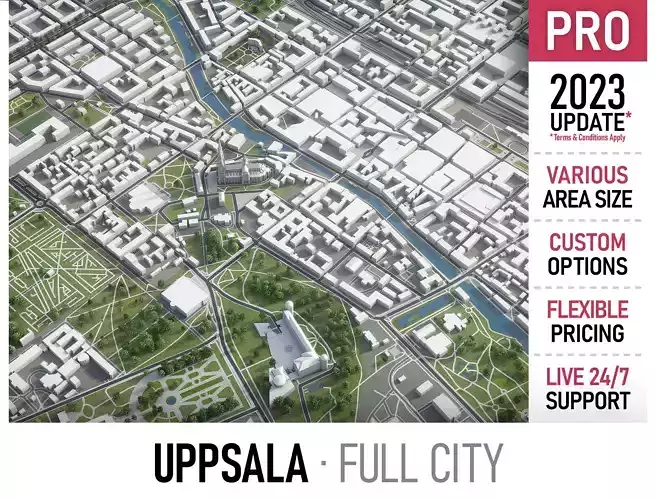 Uppsala - 3D City Model Low-poly 3D model