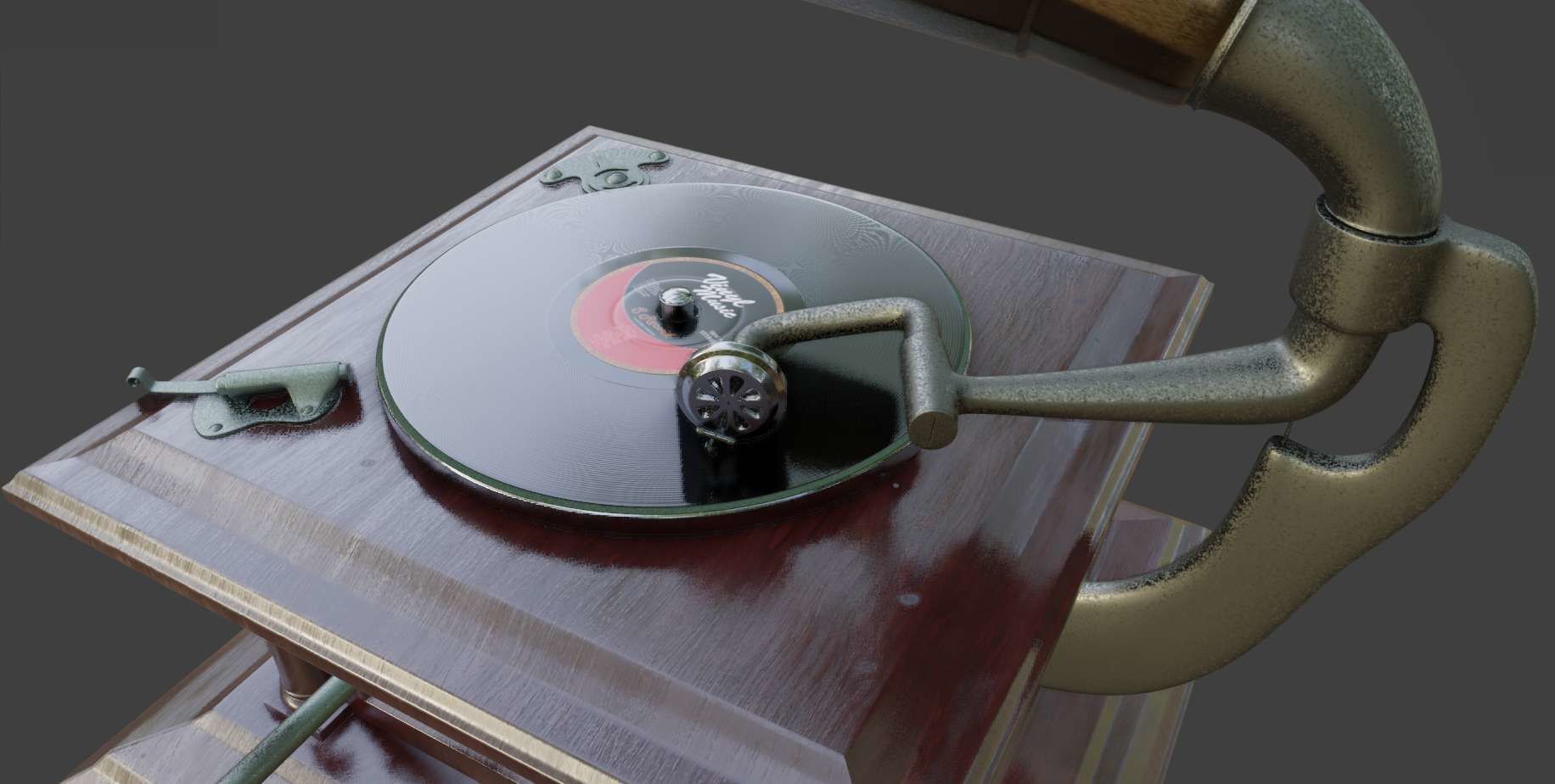 Gramophone Phonograph Low-poly 3D model_28
