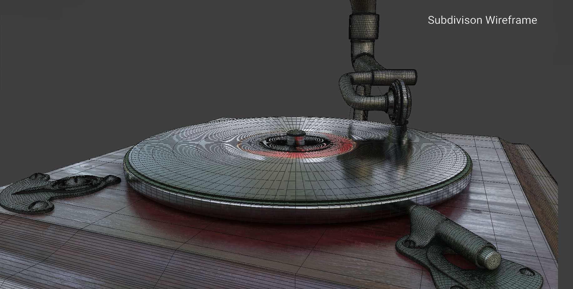 Gramophone Phonograph Low-poly 3D model_19
