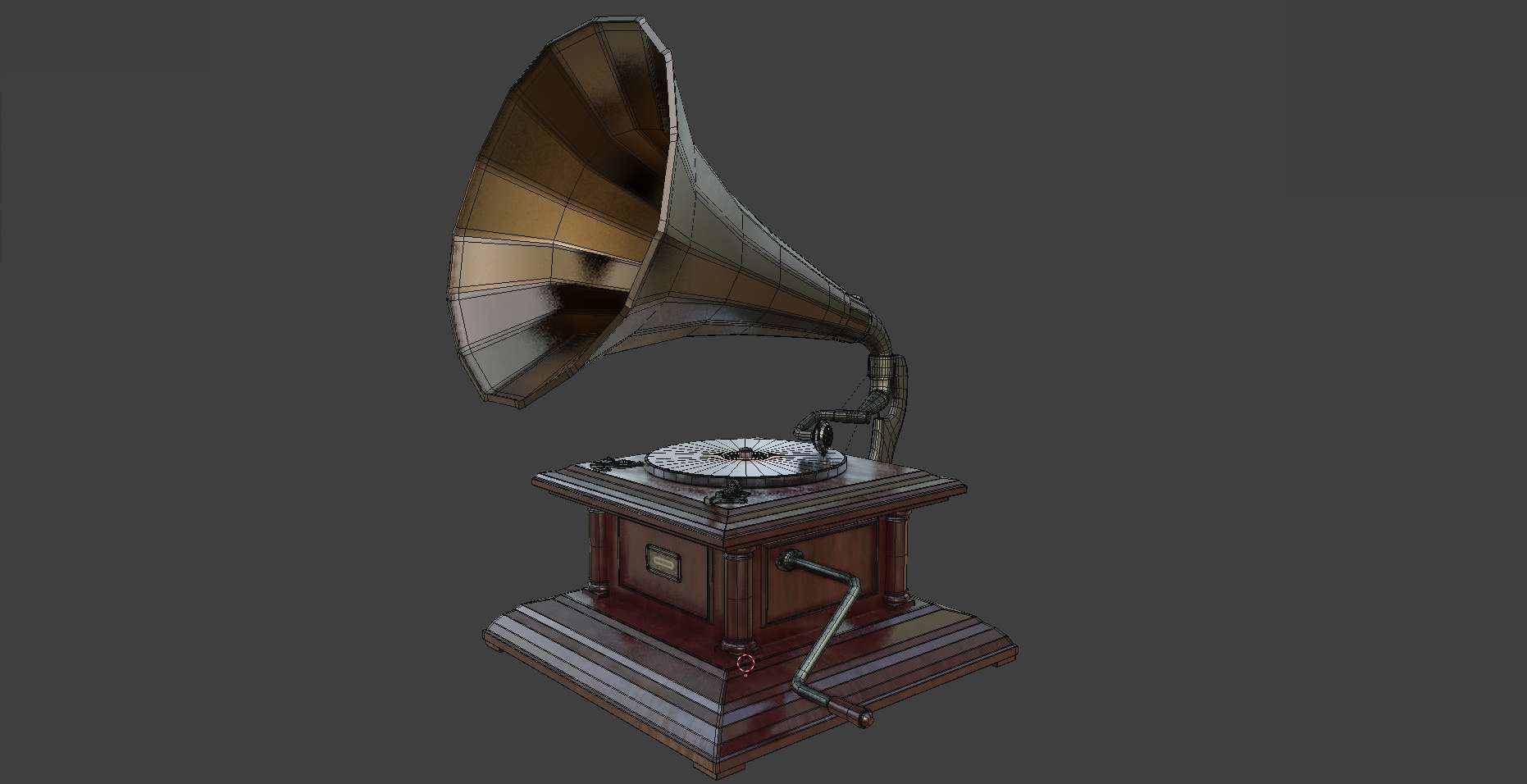 Gramophone Phonograph Low-poly 3D model_37