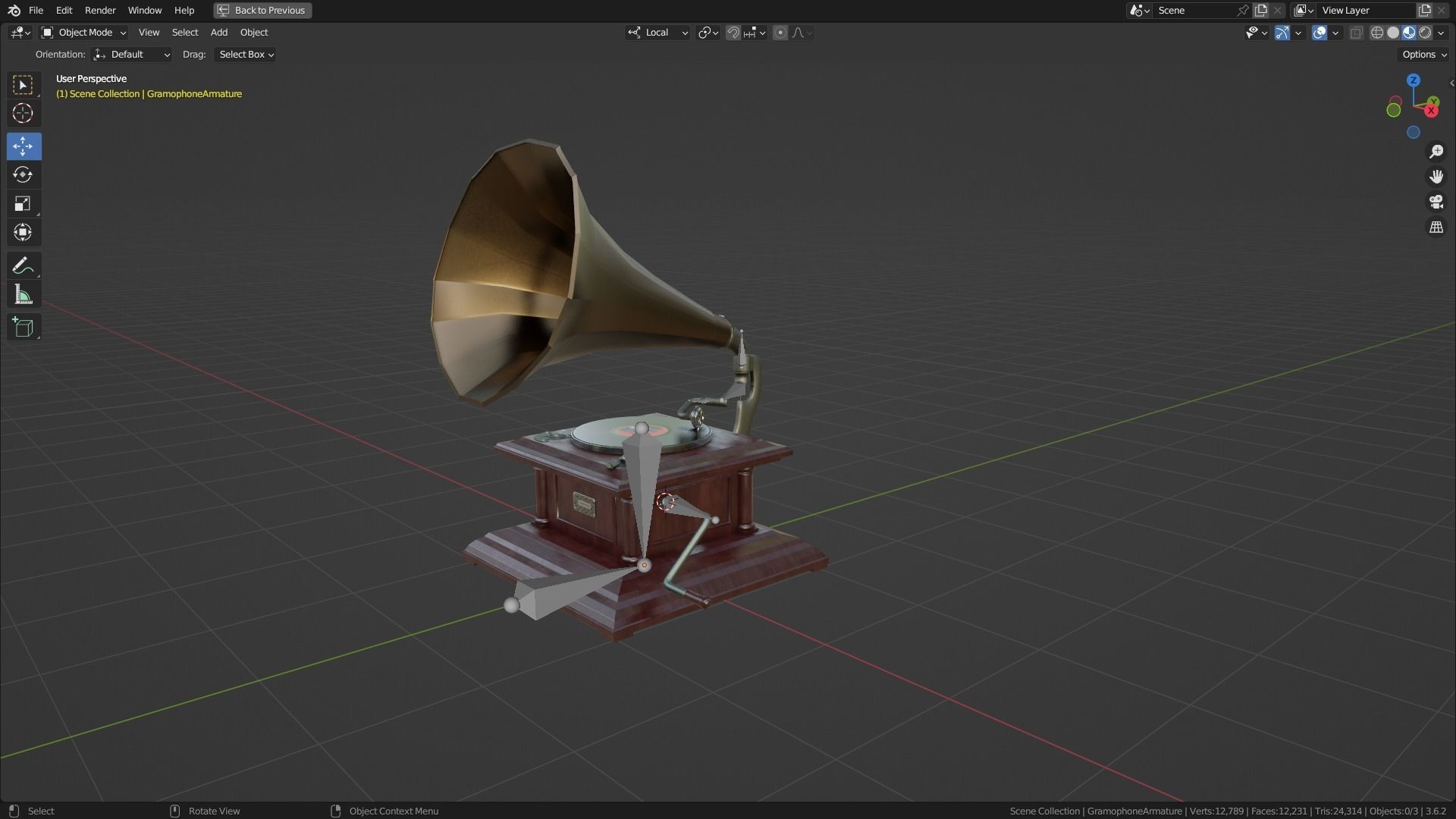 Gramophone Phonograph Low-poly 3D model_10