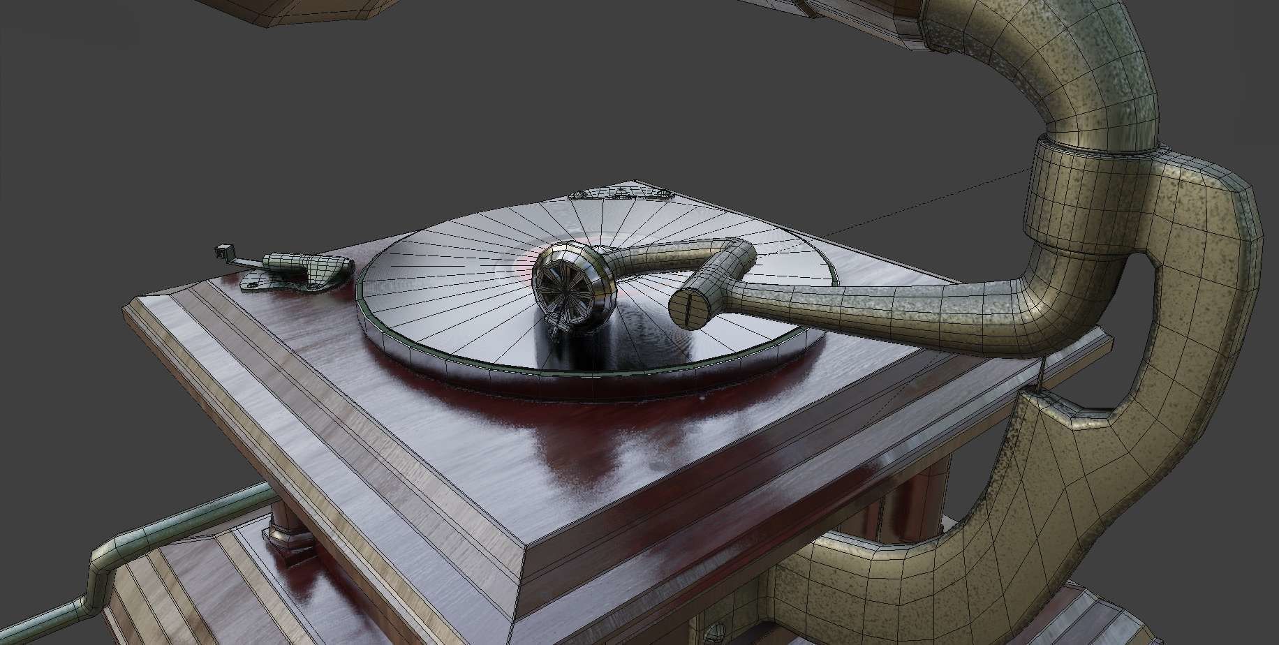 Gramophone Phonograph Low-poly 3D model_13