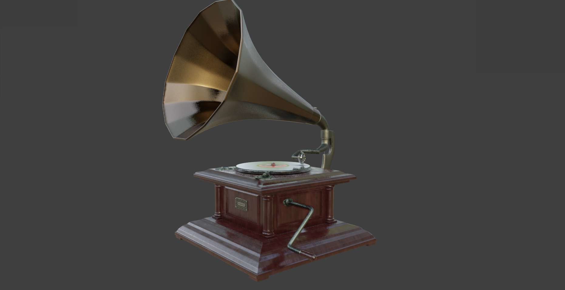 Gramophone Phonograph Low-poly 3D model_2