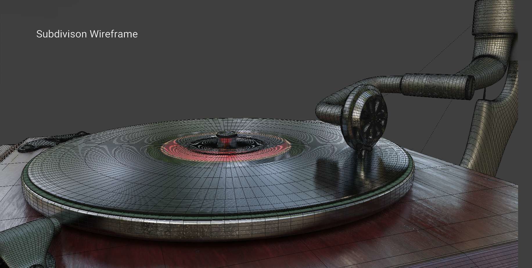 Gramophone Phonograph Low-poly 3D model_20
