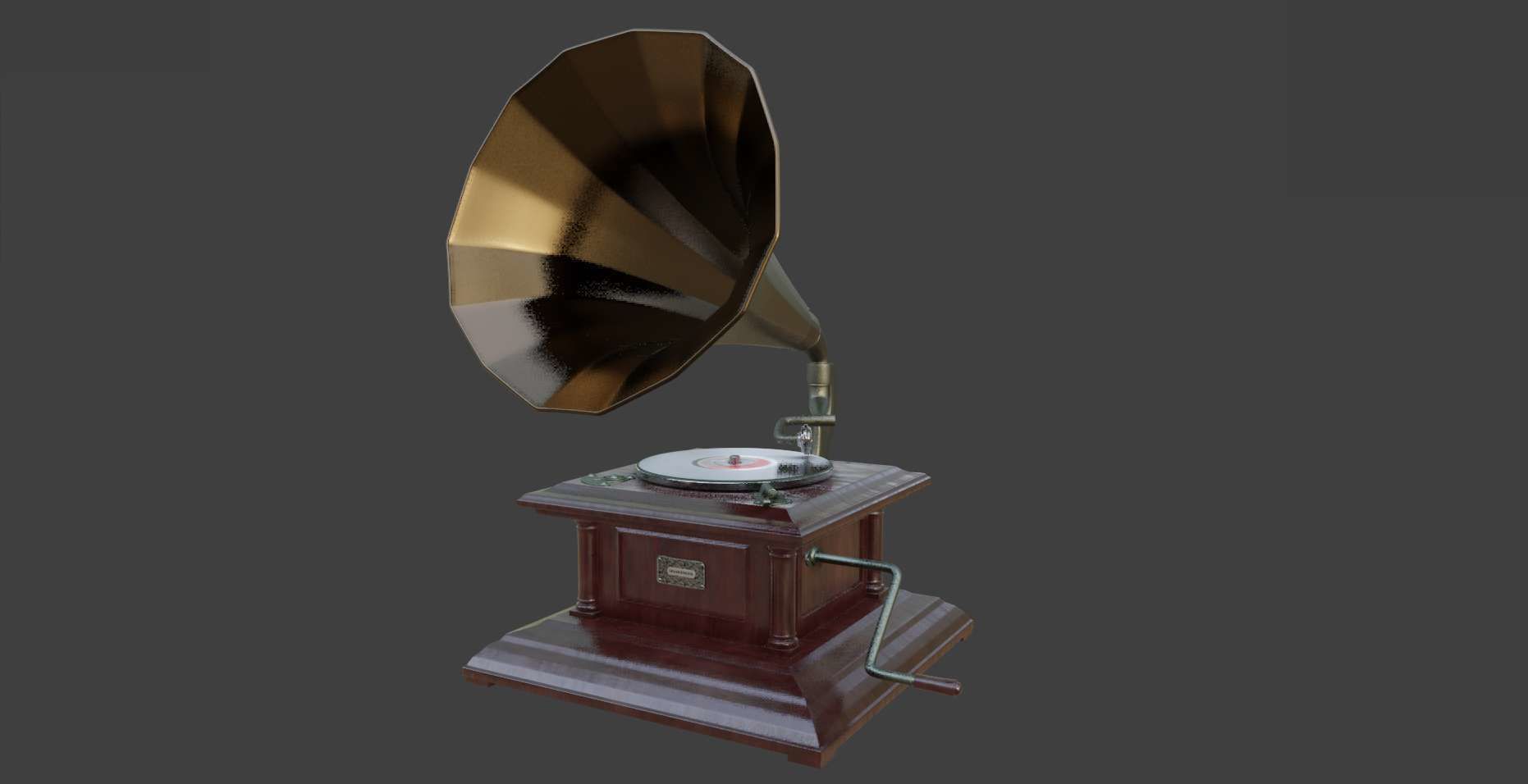 Gramophone Phonograph Low-poly 3D model_27