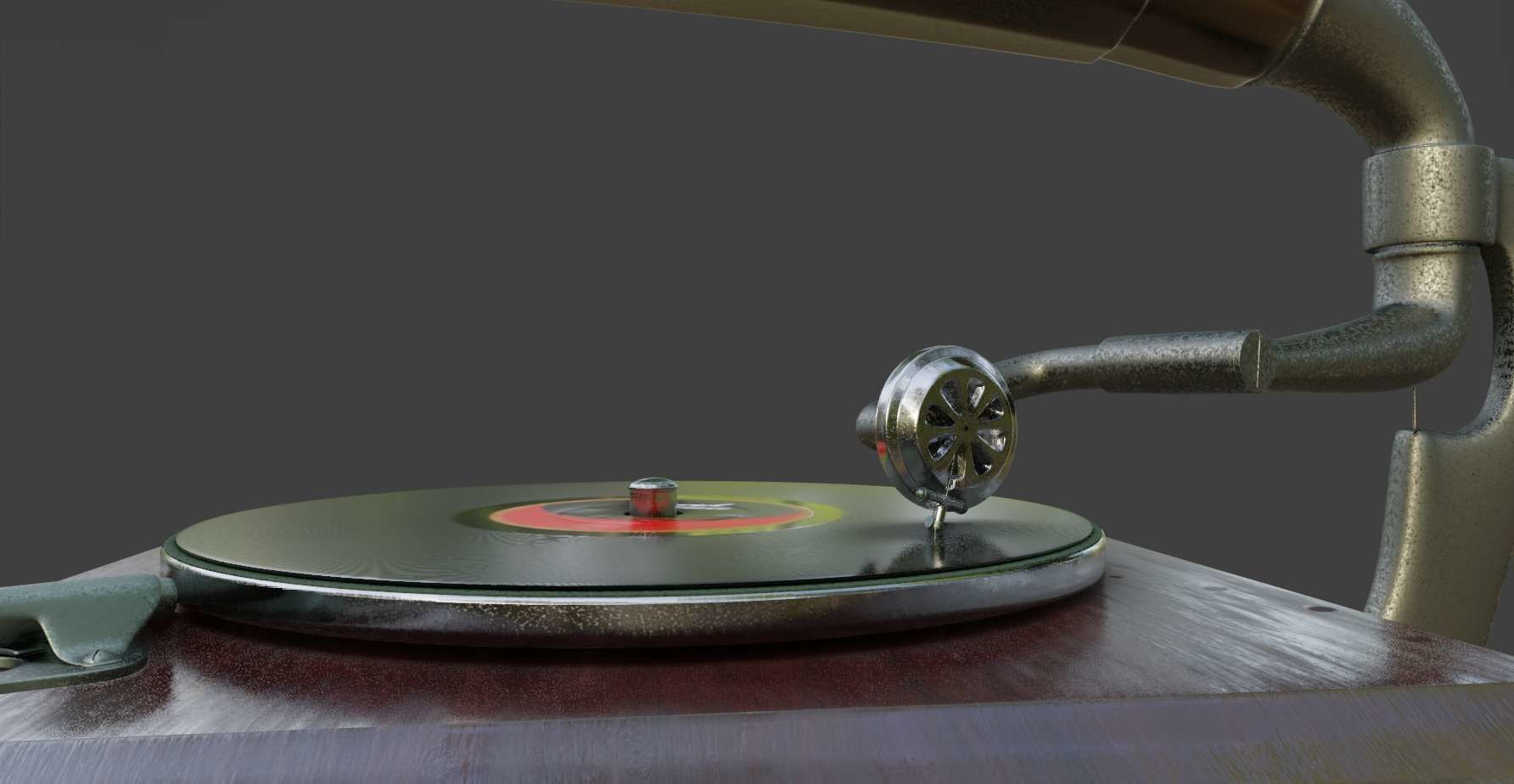 Gramophone Phonograph Low-poly 3D model_24