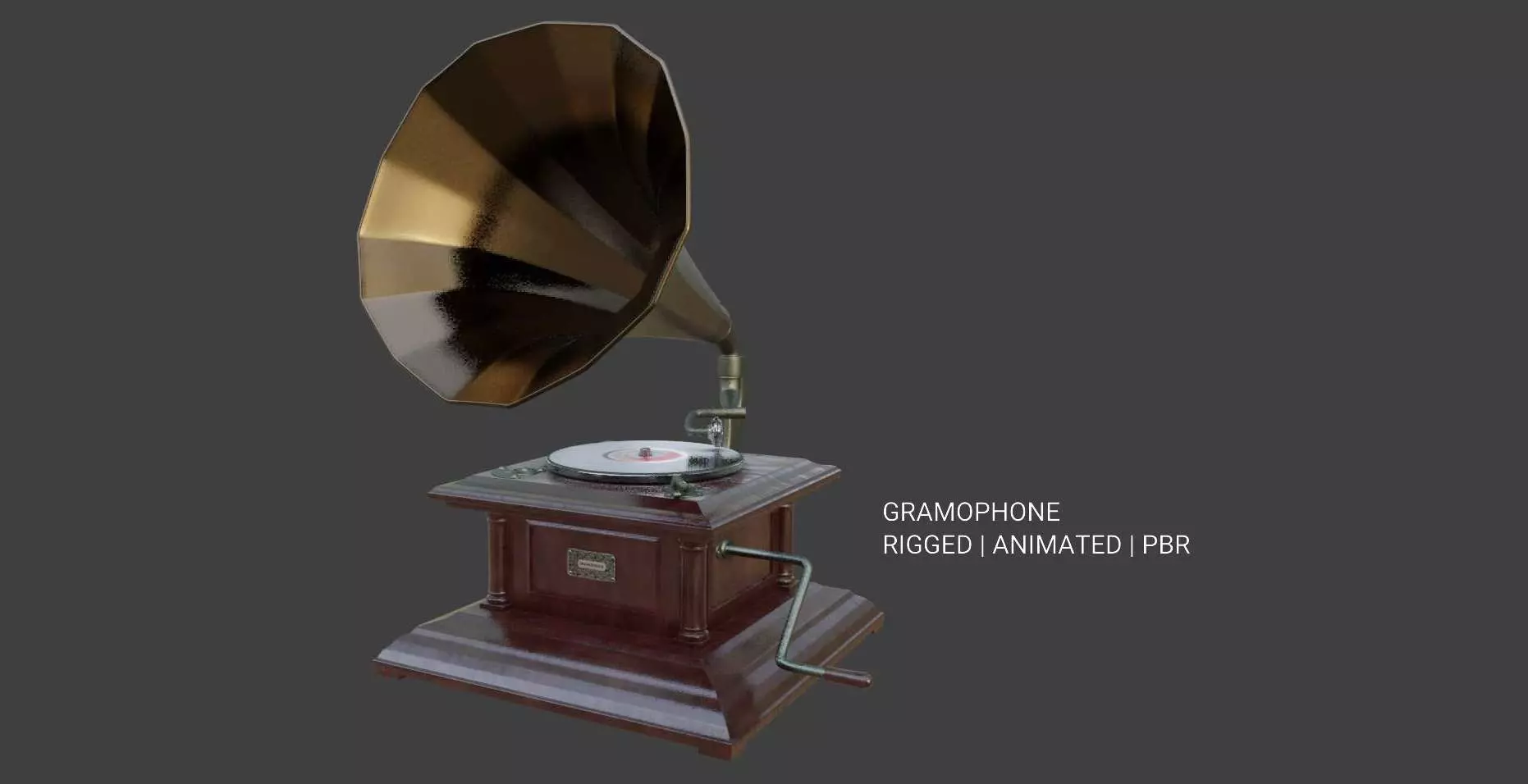 Gramophone Phonograph Low-poly 3D model_0