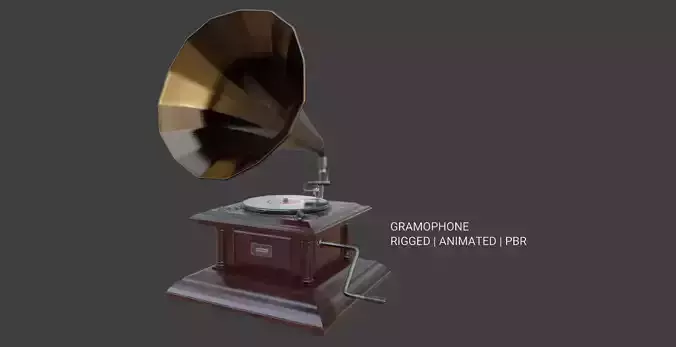 Gramophone Phonograph Low-poly 3D model