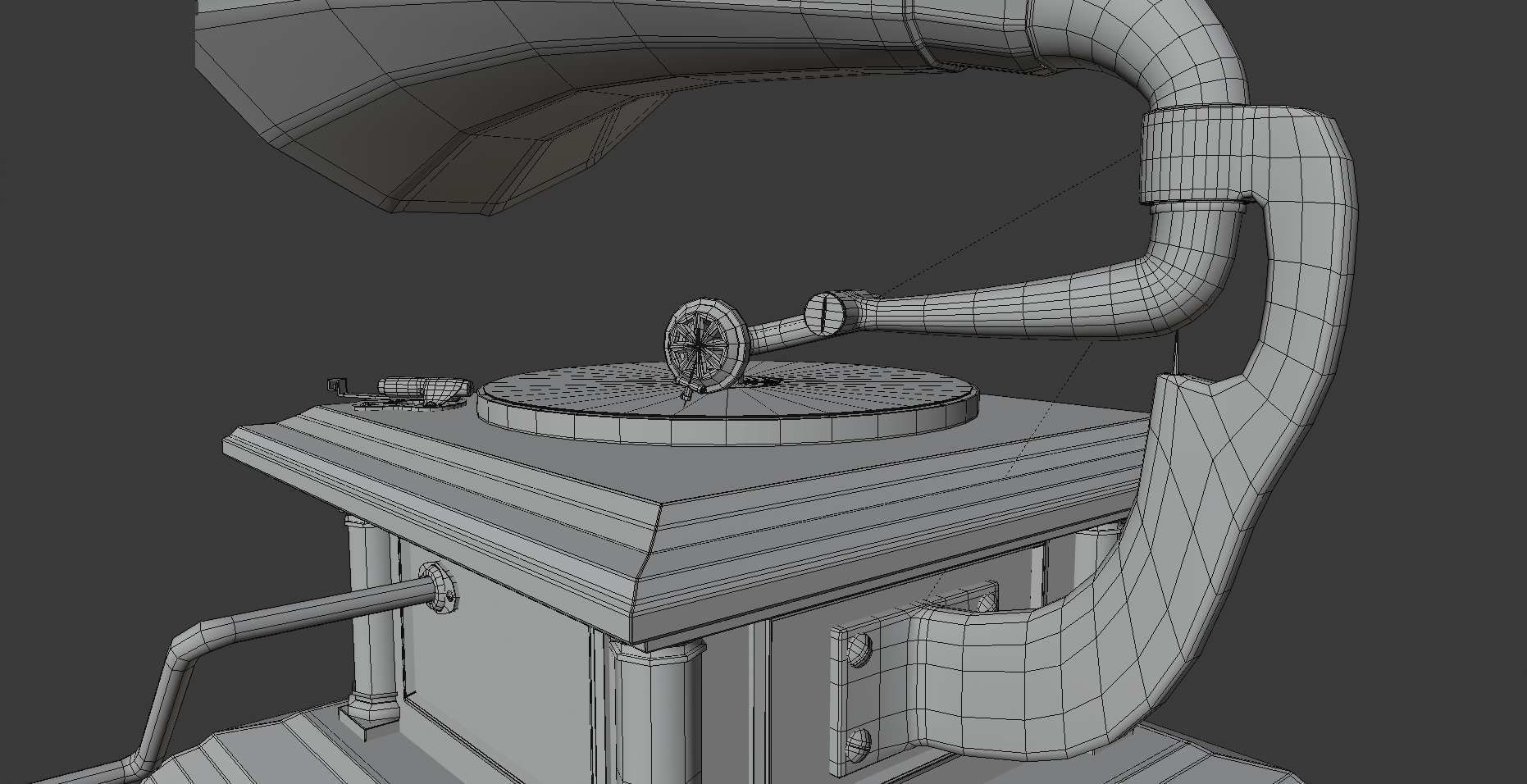 Gramophone Phonograph Low-poly 3D model_5