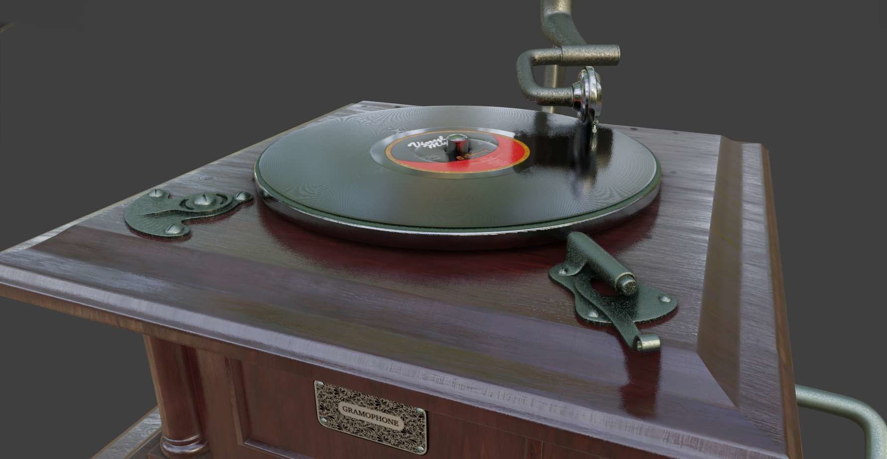Gramophone Phonograph Low-poly 3D model_29