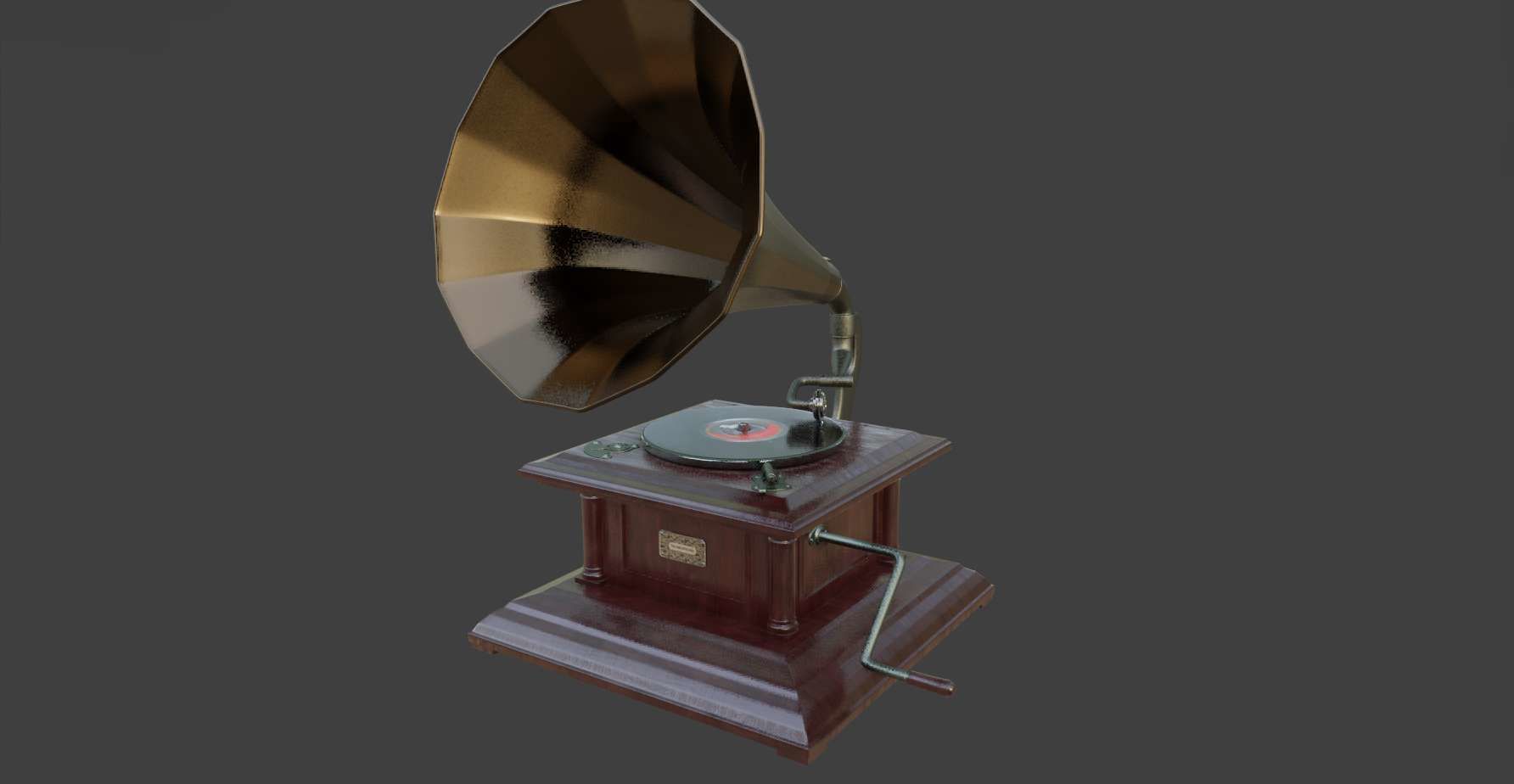 Gramophone Phonograph Low-poly 3D model_33