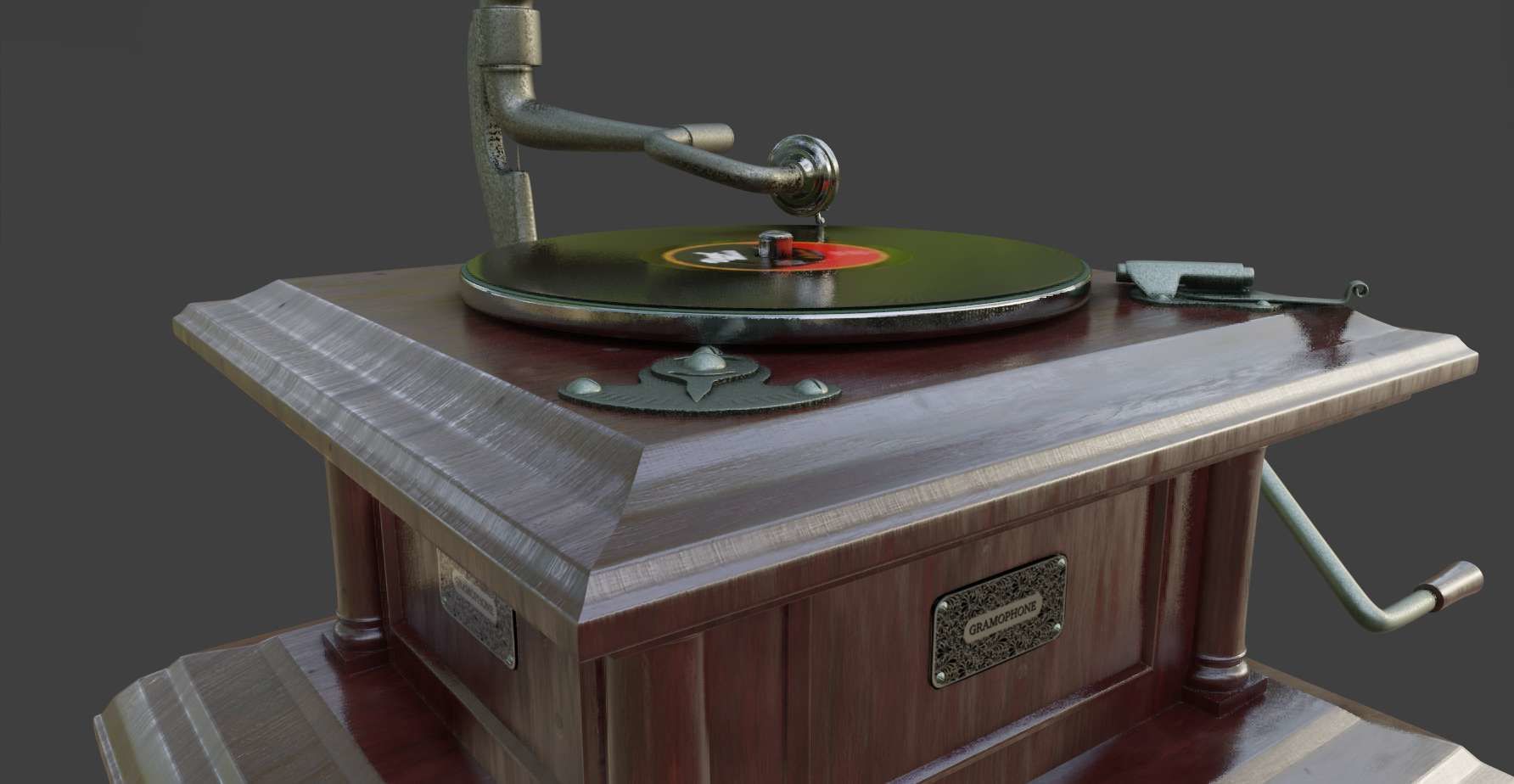 Gramophone Phonograph Low-poly 3D model_34