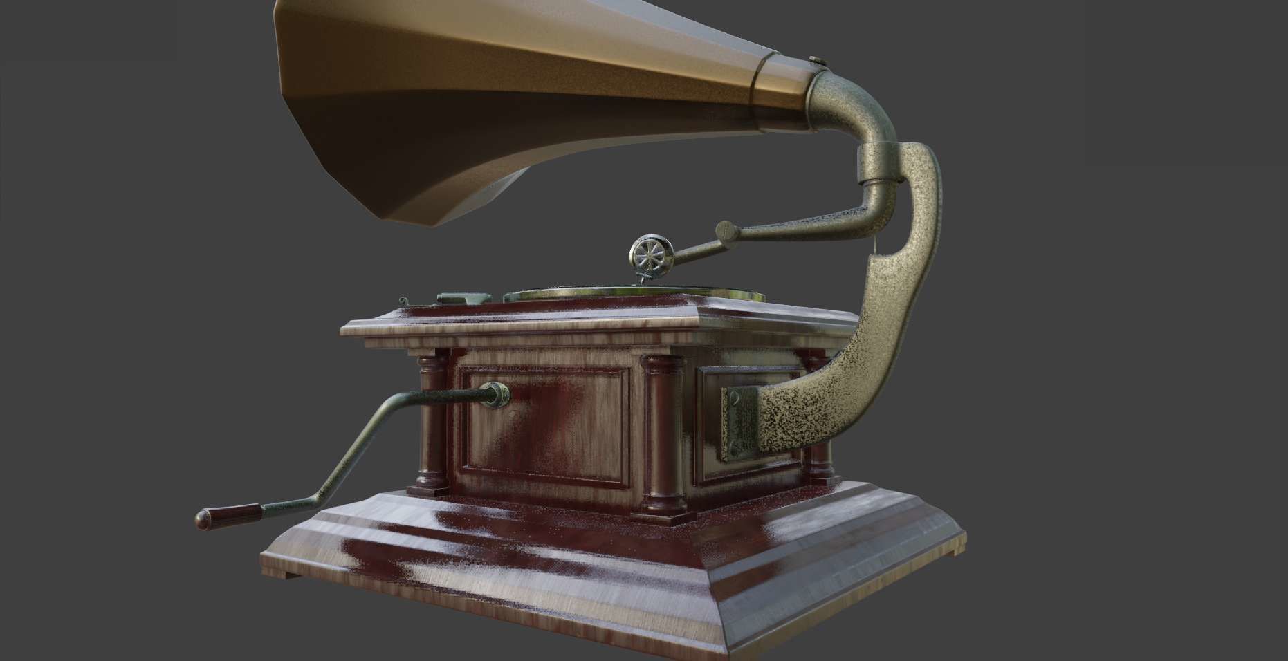 Gramophone Phonograph Low-poly 3D model_21