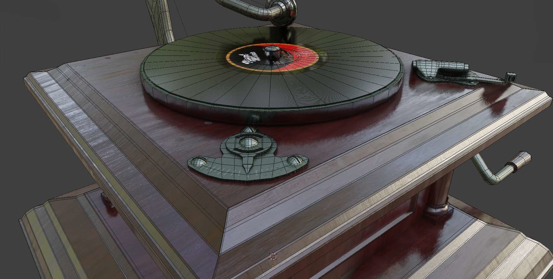 Gramophone Phonograph Low-poly 3D model_12