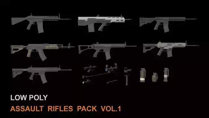 LOWPOLY - ASSAULT RIFLES VOL1